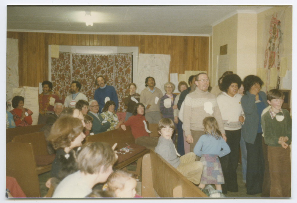 Gathering of people in a hall