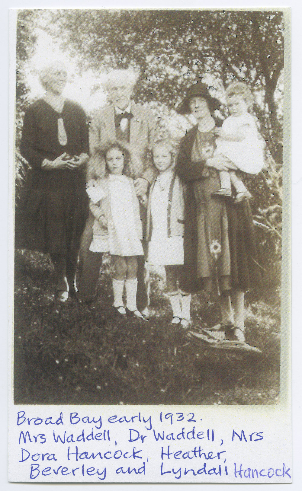 Dr. and Mrs. Waddell and Mrs Hancock and family