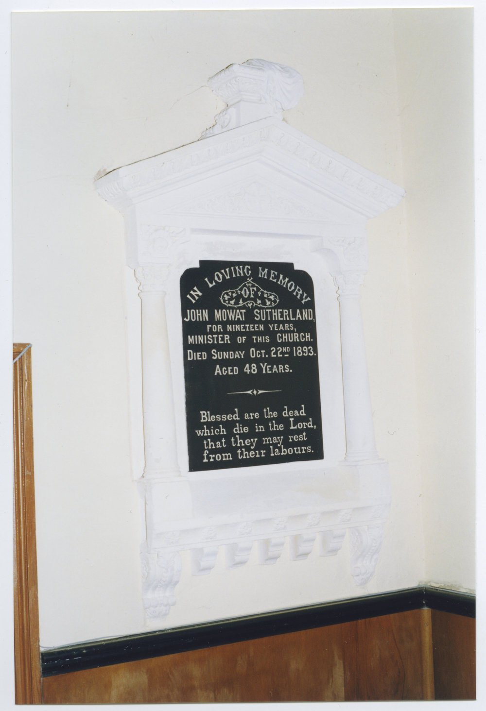 Memorial to Rev. John M. Sutherland
