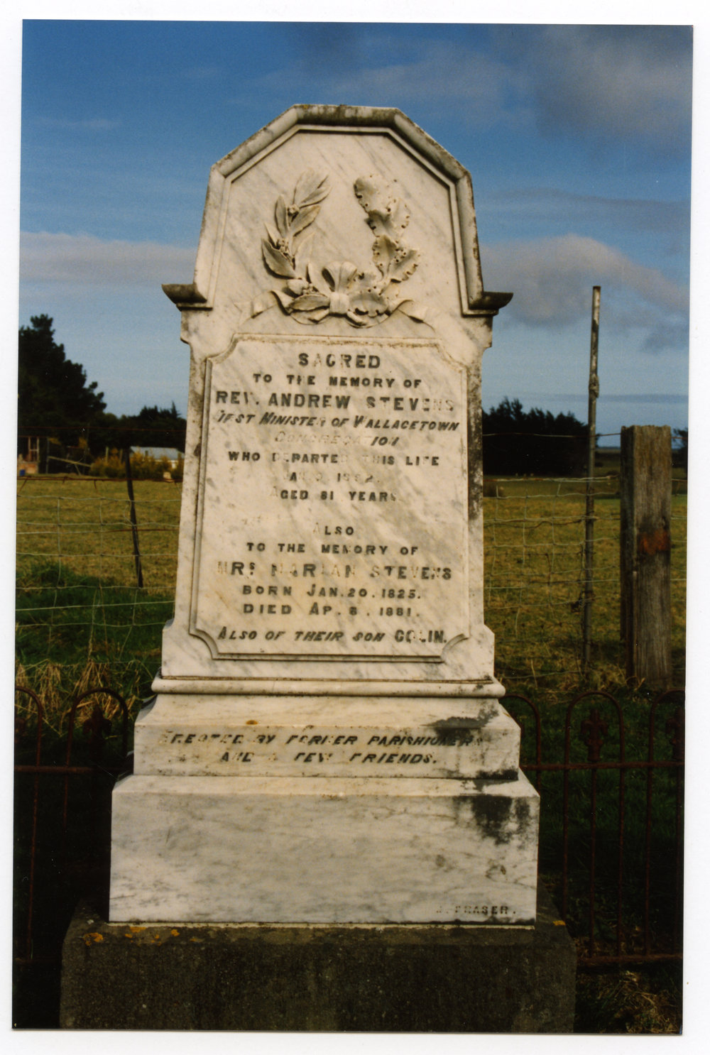 Gravestone of Rev. A. Stevens