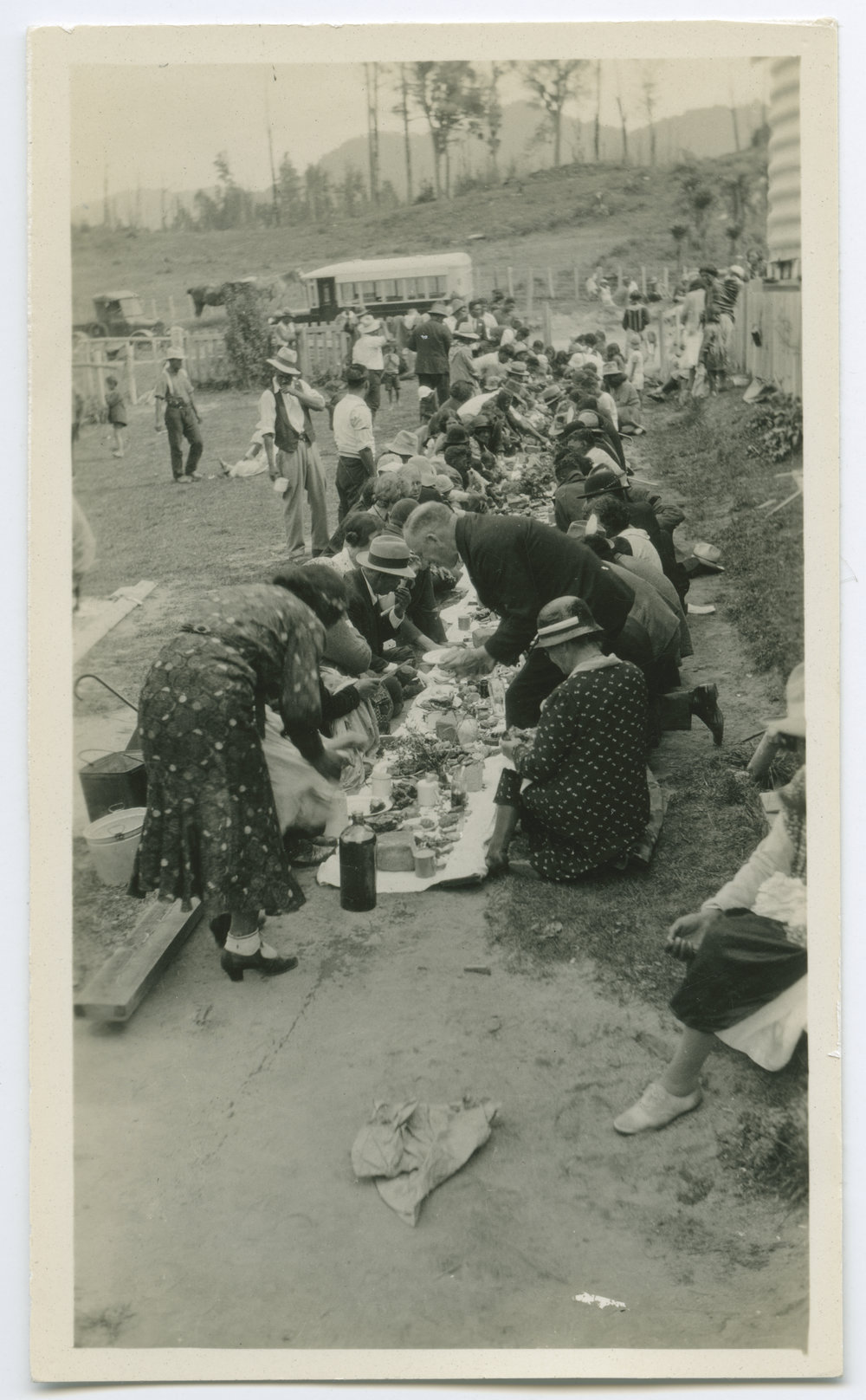 Enjoying kai - hangi cooked