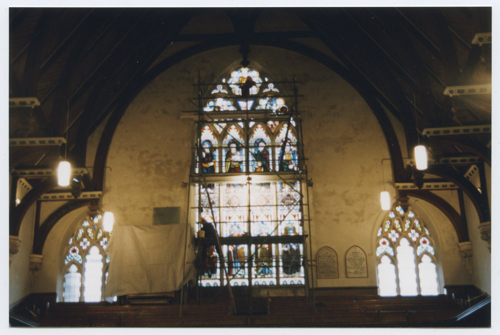 Scaffolding around the Stuart window | Presbyterian Research Centre