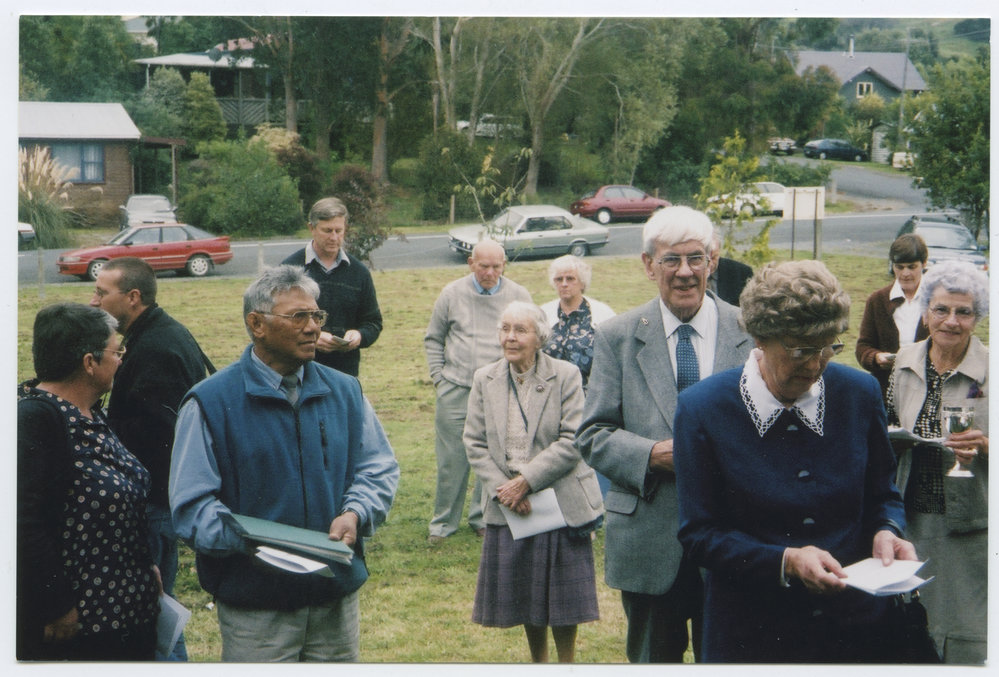 People gathered outside Warrington Church
