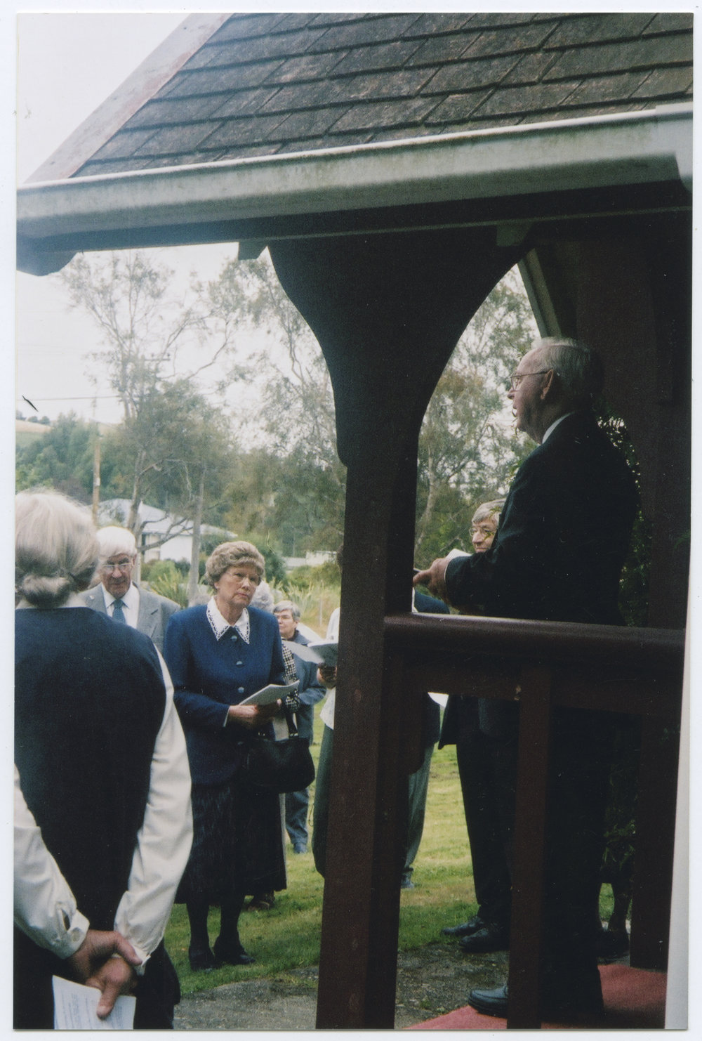 Russ Gillions stands in the entrance to Warrington Church