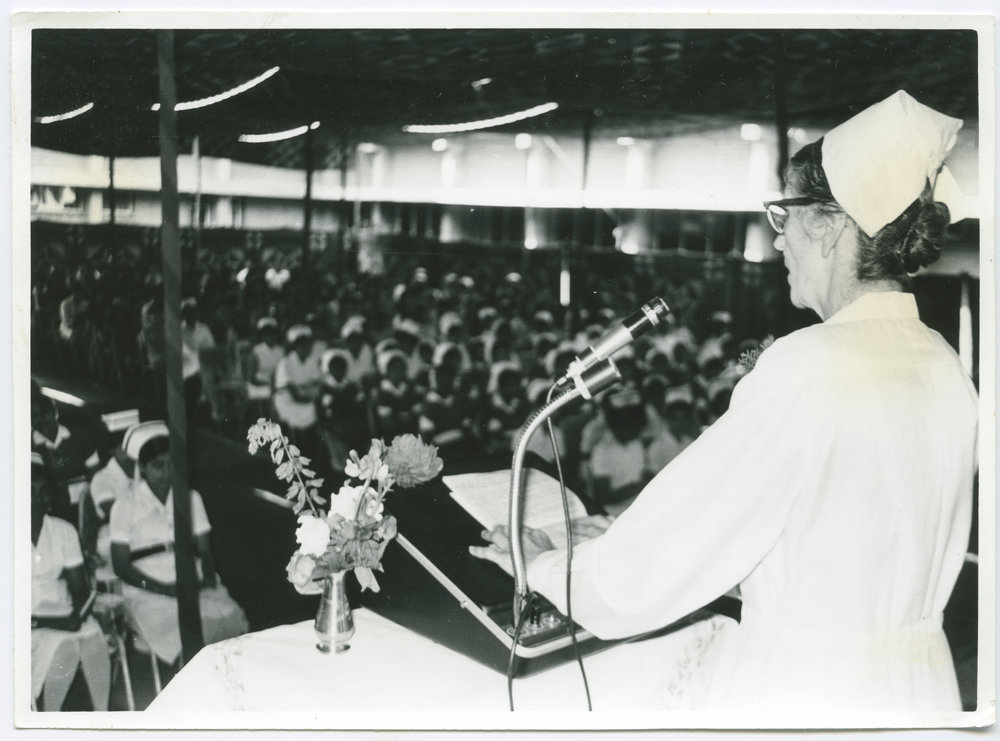 Sister Jean Hanning speaks at the Nurses' Graduation 
