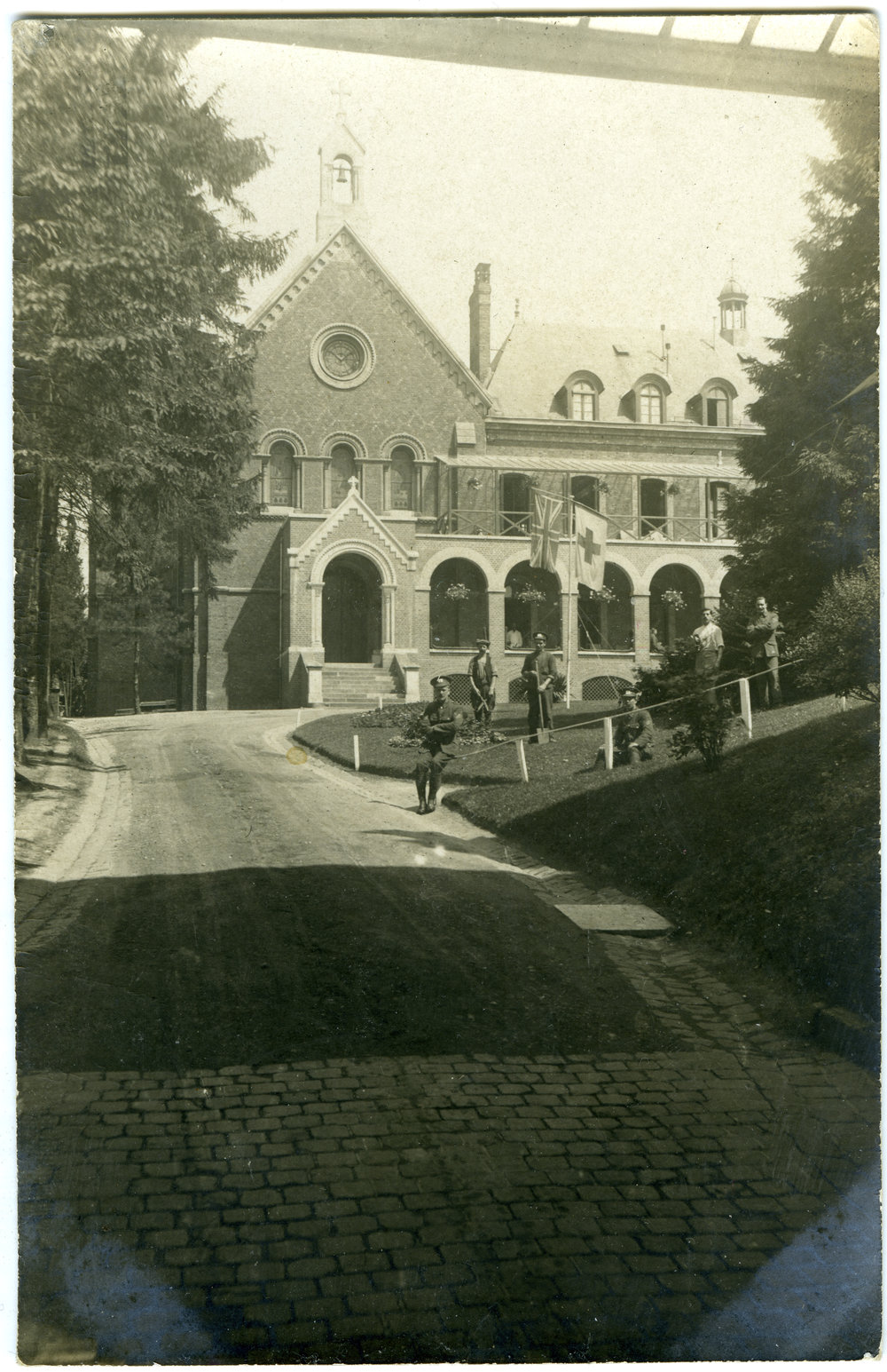 Soldiers at an entrance to church property?