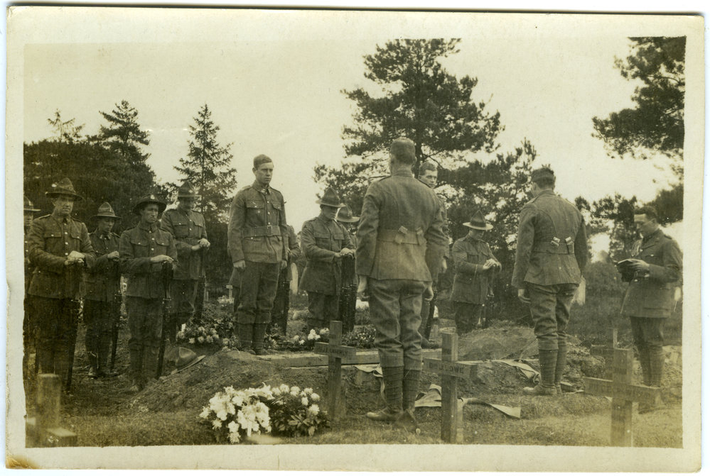 E. J.Tipler taking a funeral outside in Northern France