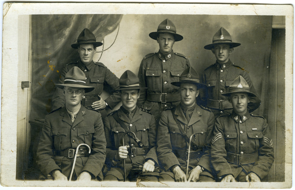 E. J. Tipler and soldiers, photograph taken at Sling Camp