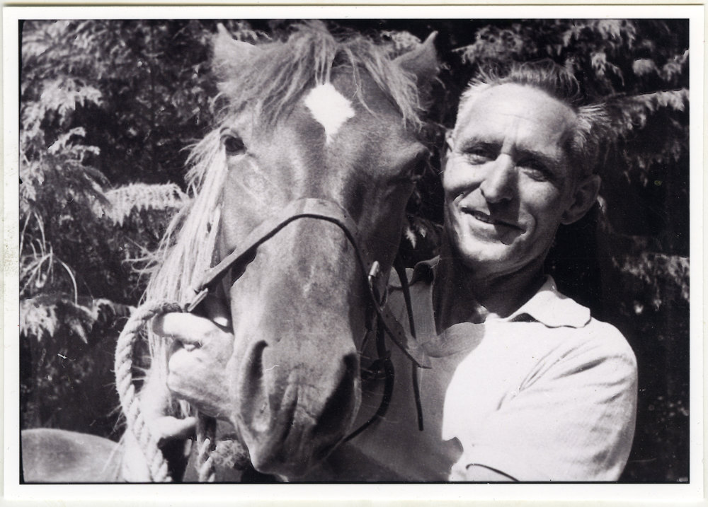 Unknown man and horse