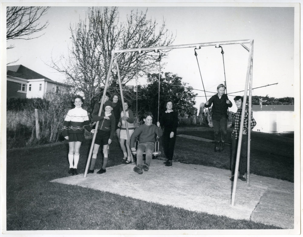 Glendining Home children on the swings, 1969