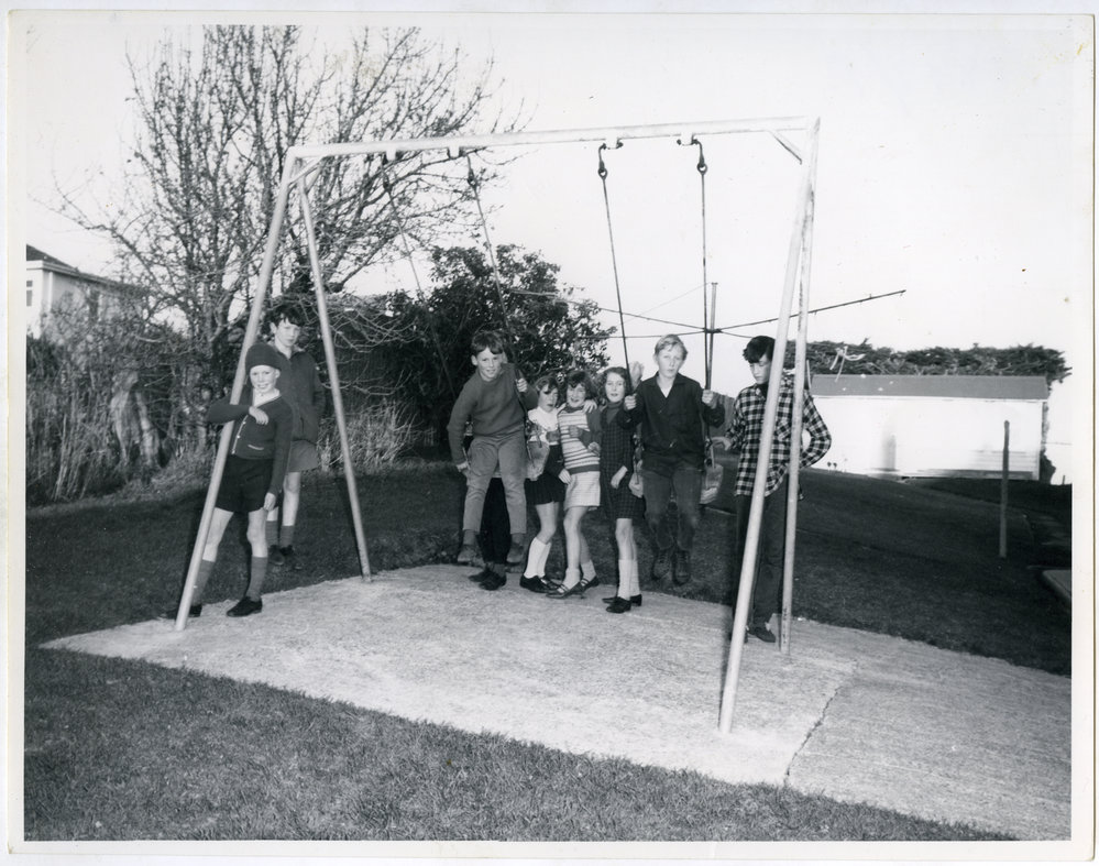 Children on the swings, Glendining Home, 1969