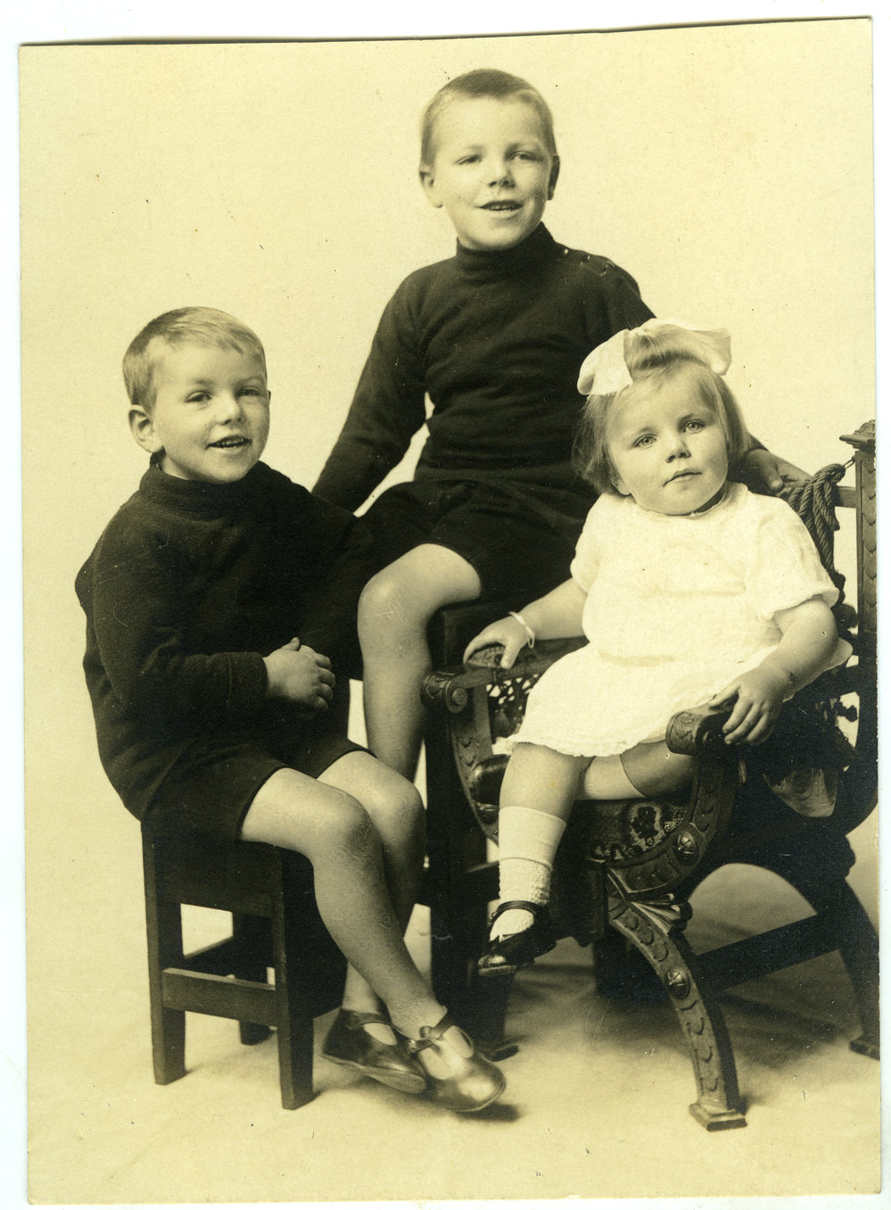 Charlie, Micheal and Mary Moore, studio portrait
