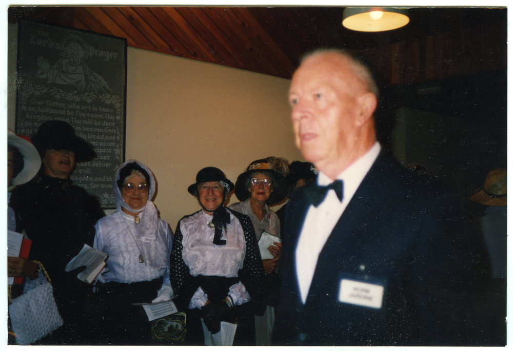 "Entering into the spirit of things," group portrait