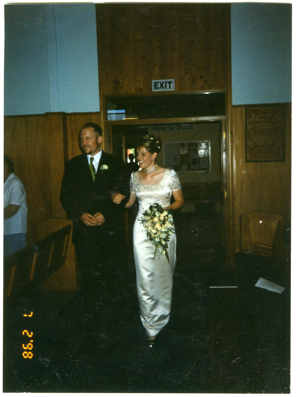 Helen Morton is walked down the aisle with brother Grahame Morton, to marry Tam Willacy, St. Enoch's Church