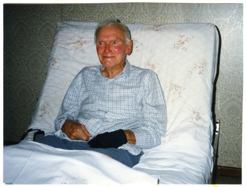 Alec Williamson, listening to Christmas carols by Sunday School children, 1997 