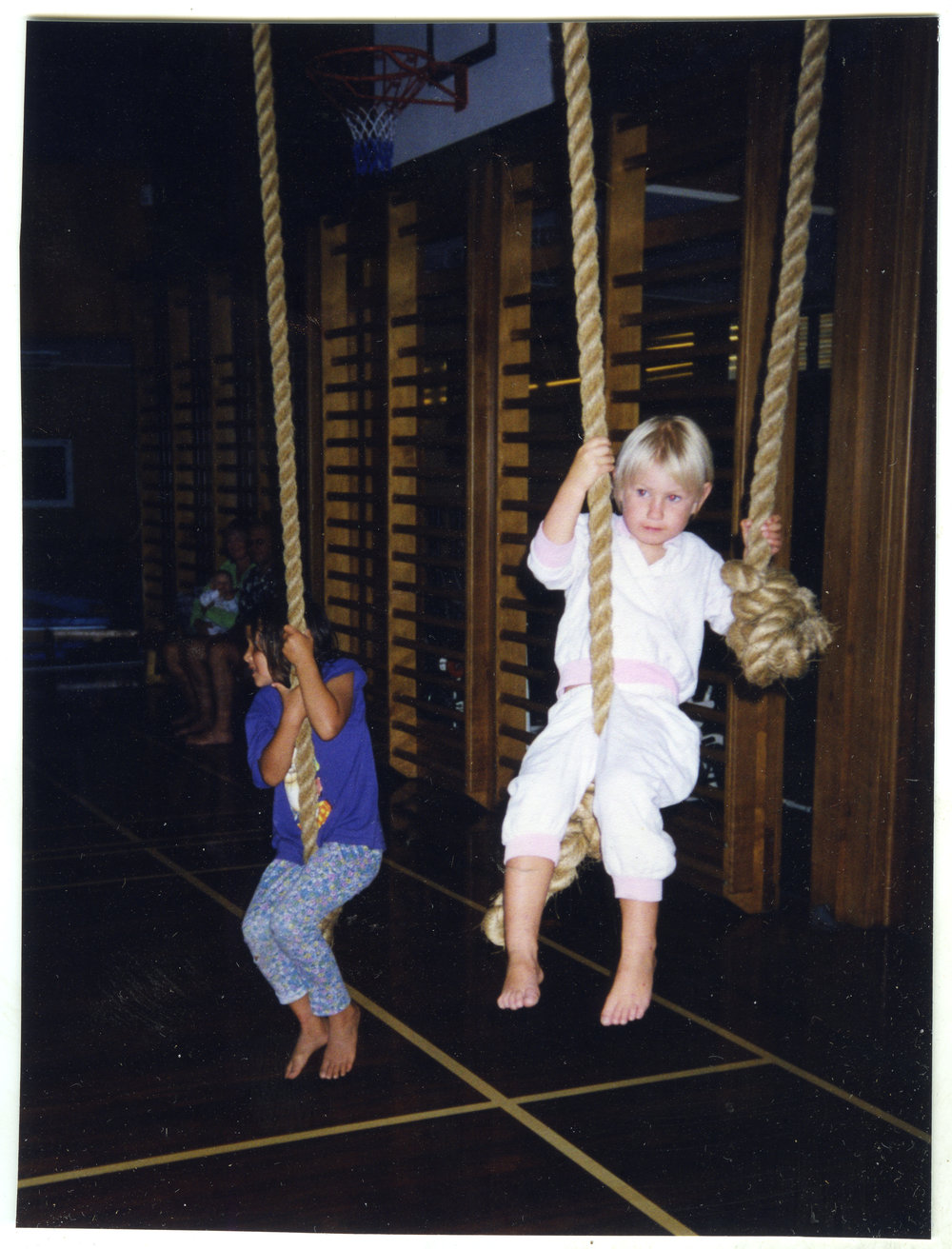 Friday Fun children play on ropes in a gymnasium, St. Enoch's Church