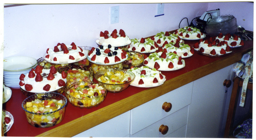 Dessert at "Friday Lunch, Christmas Feast," St. Enoch's Church, 1998