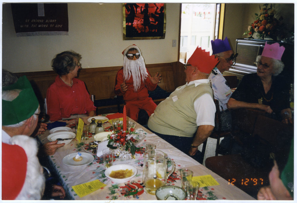 Santa at the "Friday Lunch, Christmas Feast," at St. Enoch's Church, 1997