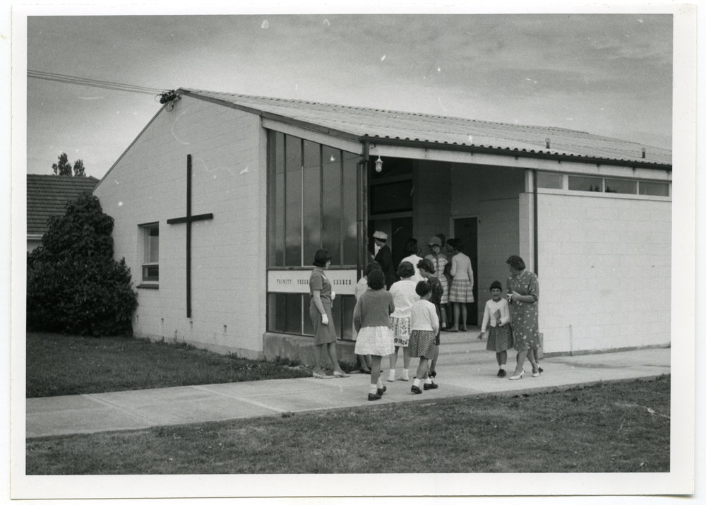 Families entering Trinity Church