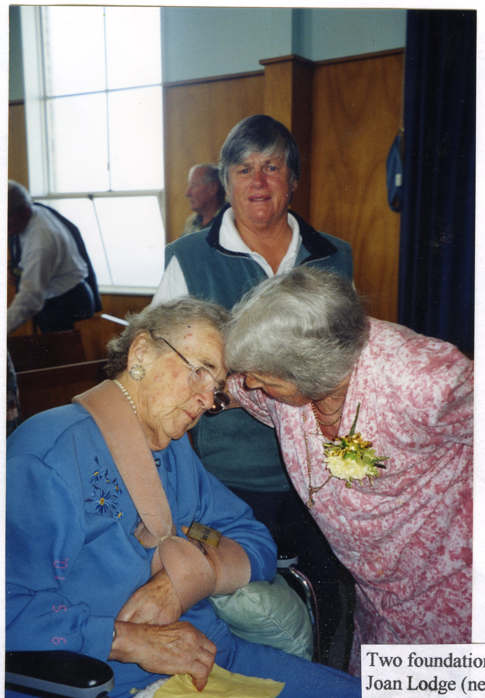 Two foundation members greet, St. Enoch's Church