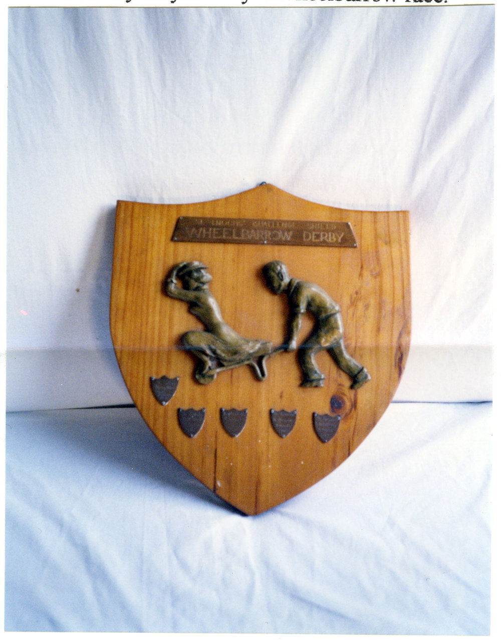 Wheelbarrow race shield, St. Enoch's Church