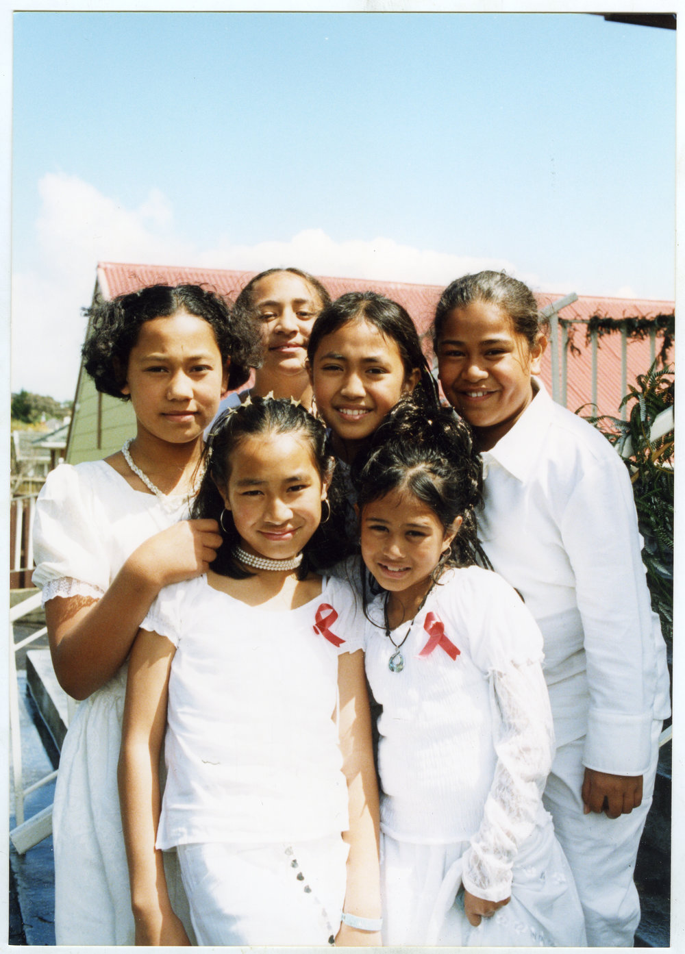 Group portrait of children from Glen Eden Pacific Islanders Church during the White Sunday service, 2020
