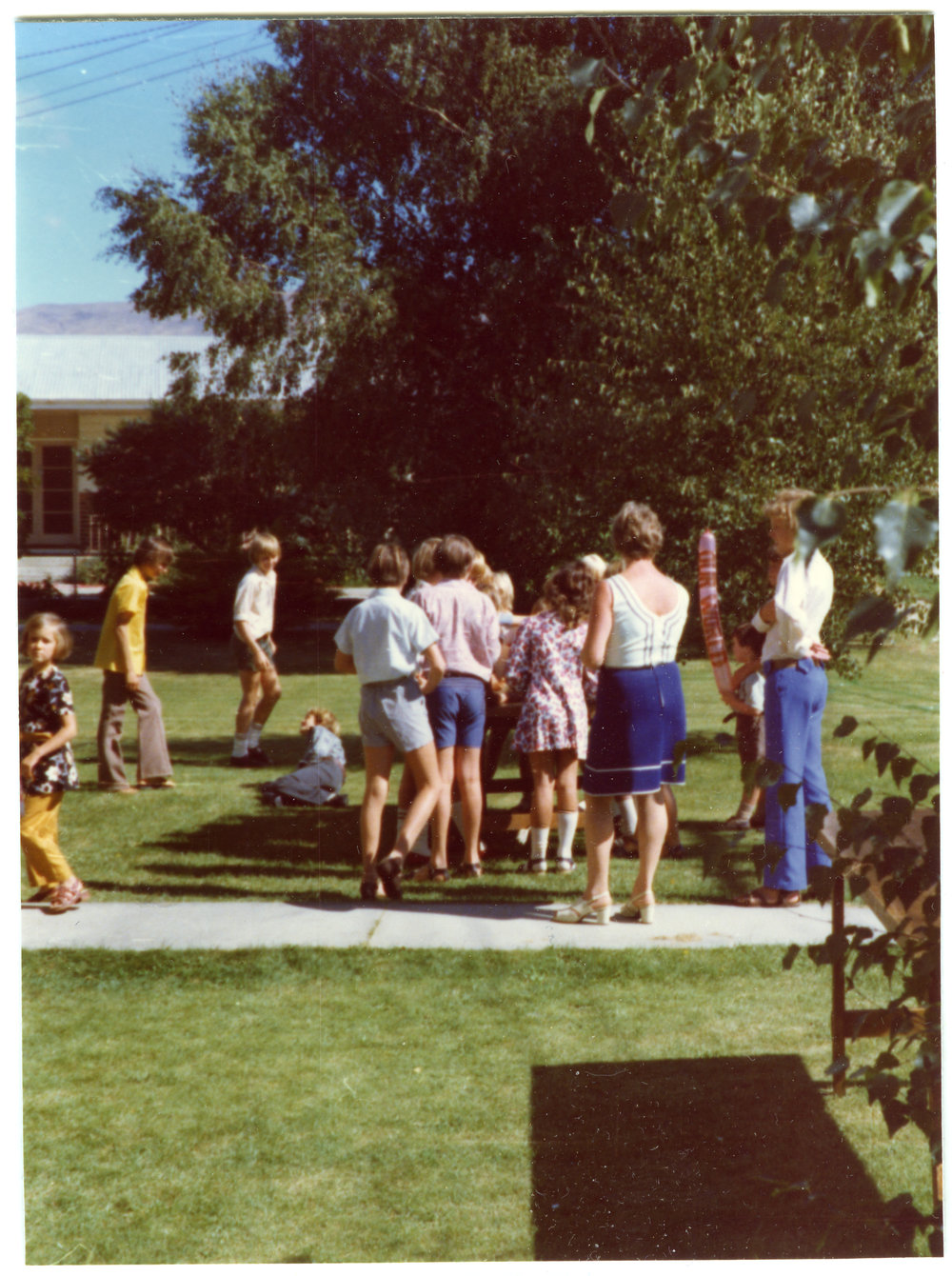 Playing on the lawn, Cromwell Church