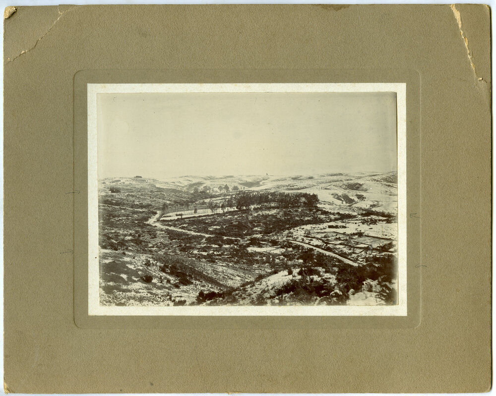 Adam's Flat under snow, Chinese settlement, 1890-1900