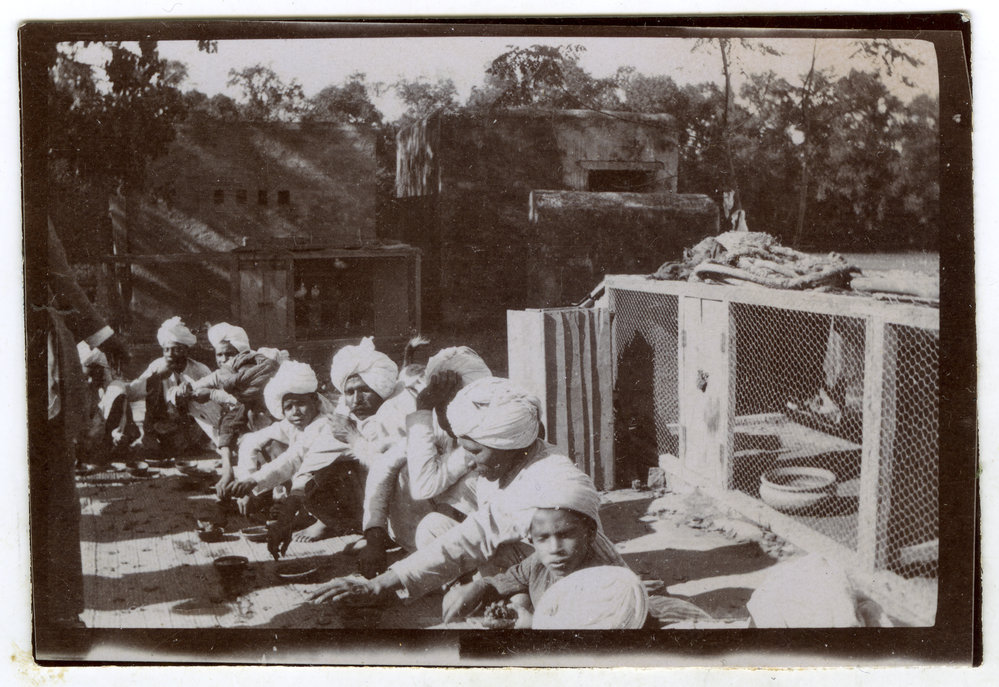 Group eating Christmas Dinner, 1917