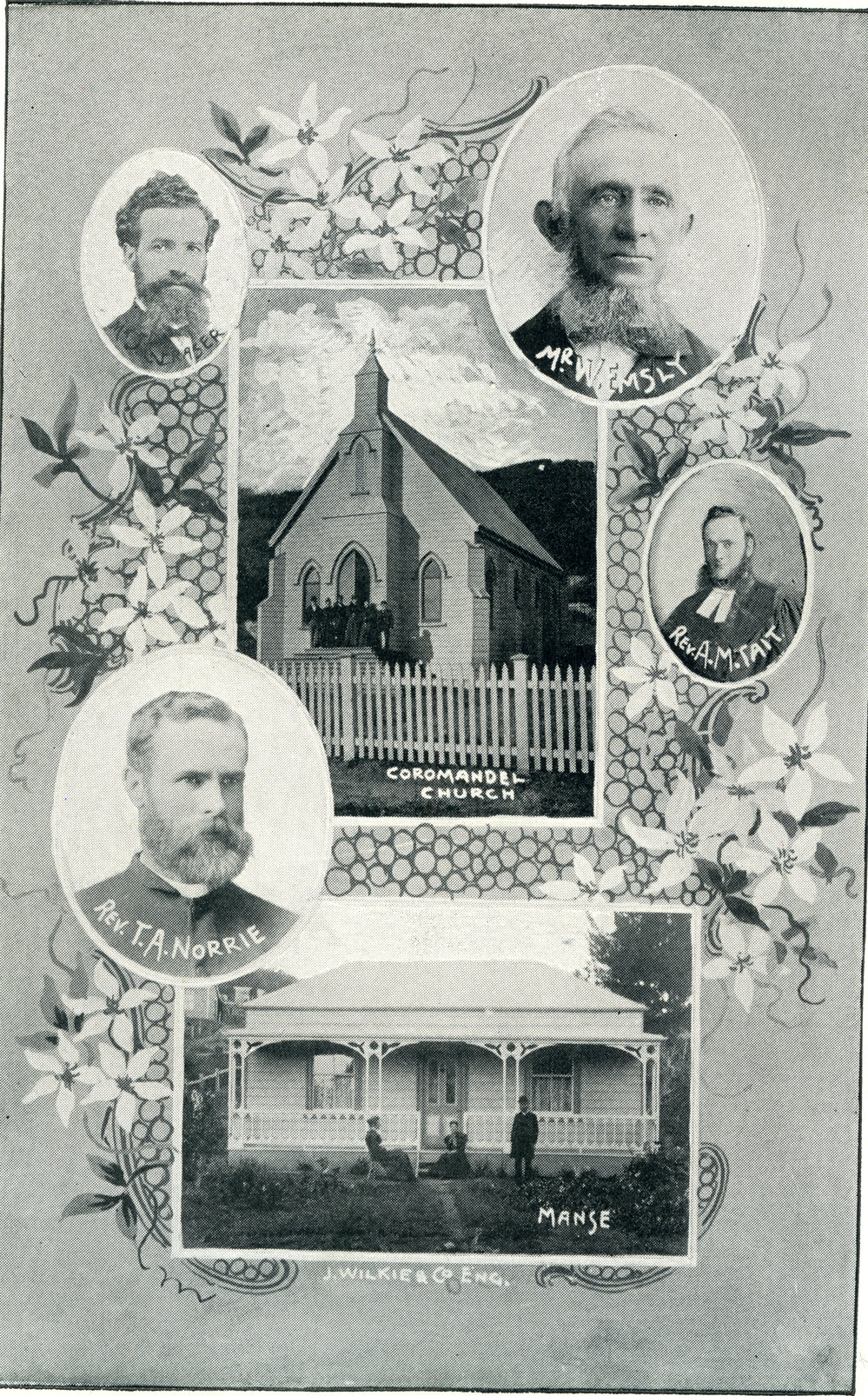 Coromandel church and manse with early ministers