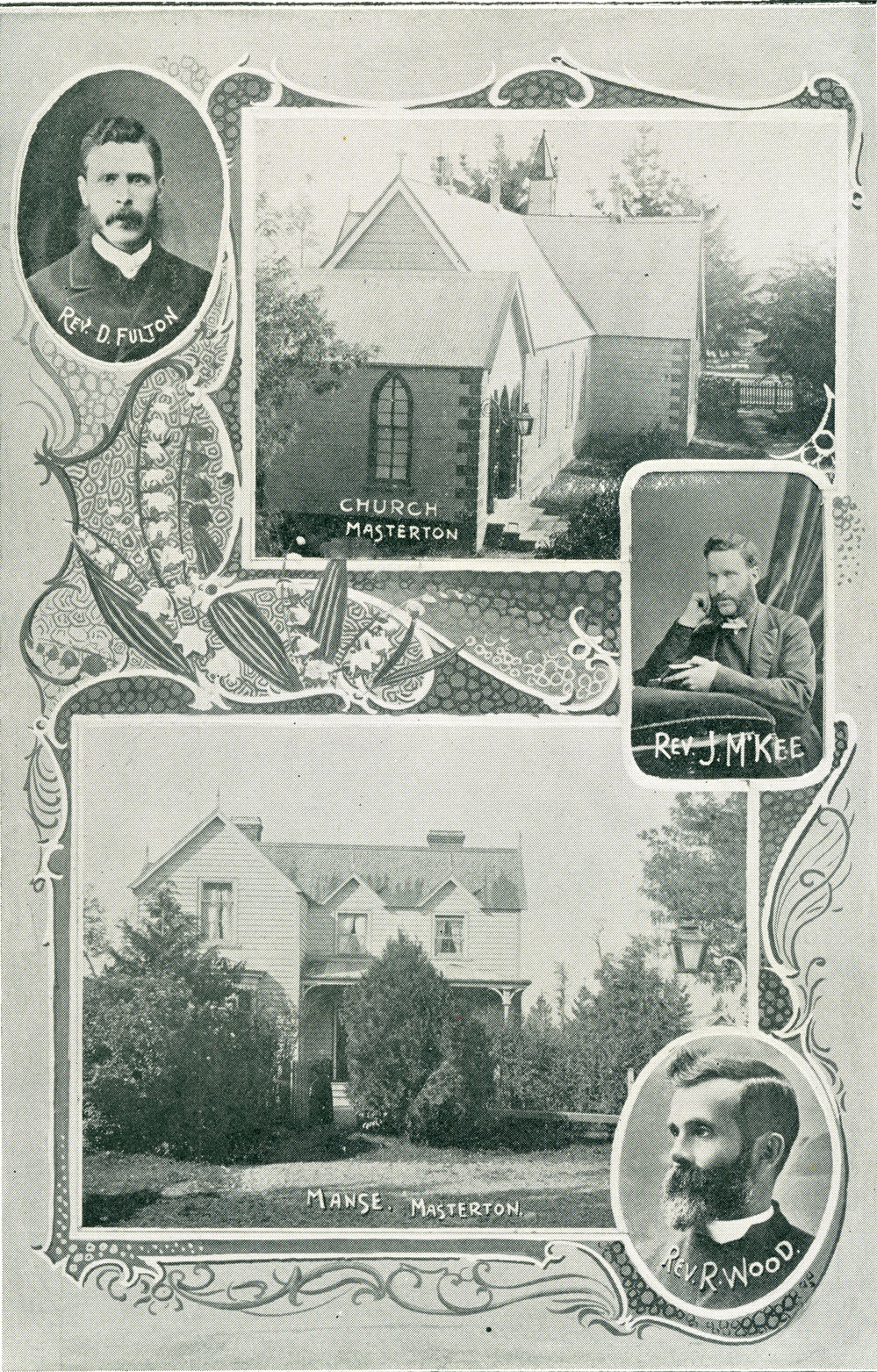 Masterton church and manse with early ministers