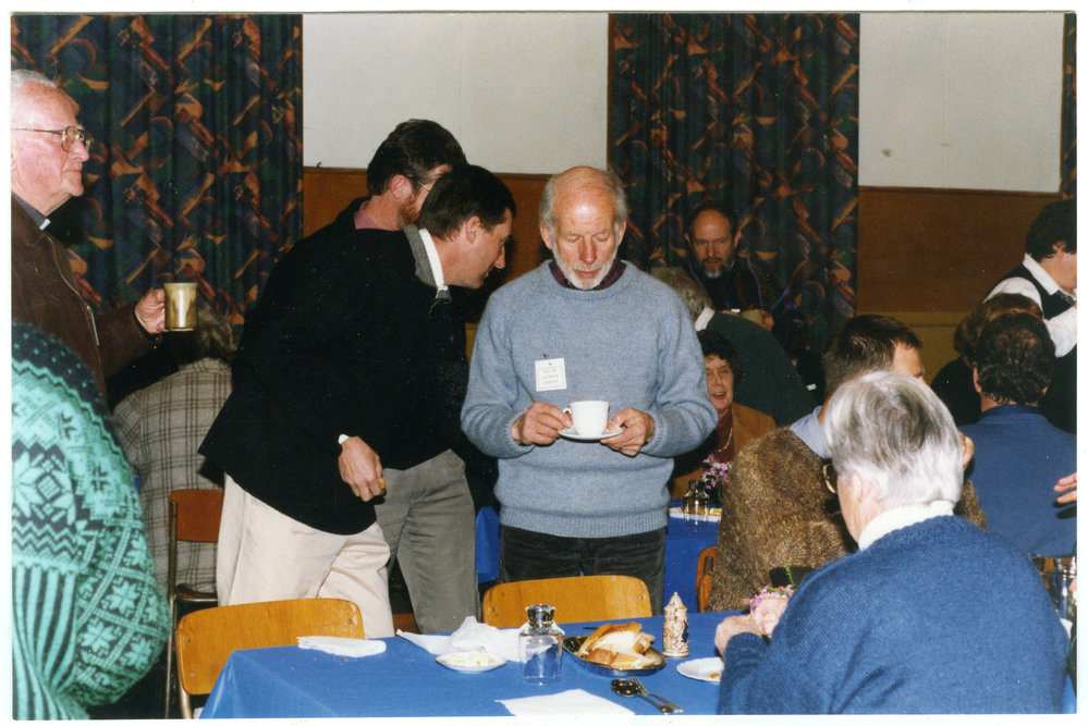 Discussions around the dinner table, Presbytery at St. Columba, North Avon, Christchurch, 1999