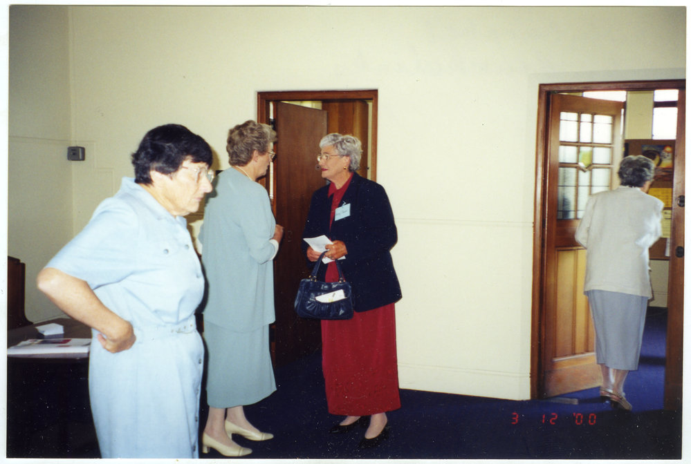 Shirley Campbell and Helen Cruickshanks are conversing, St. Columba, Christchurch 