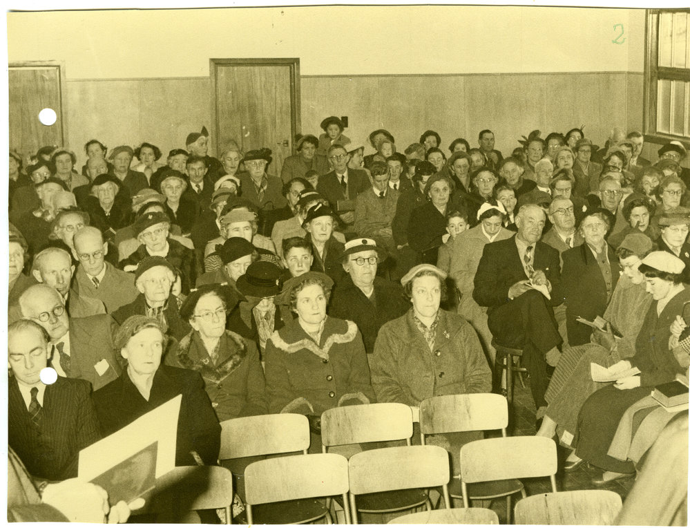 "Meeting in hall," St. Columba, Christchurch 