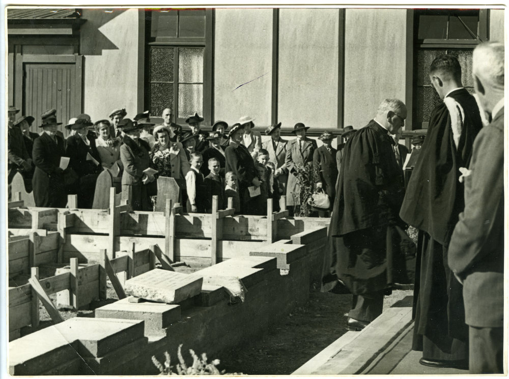Laying the foundation stone, new church, St. Columba, Christchurch 