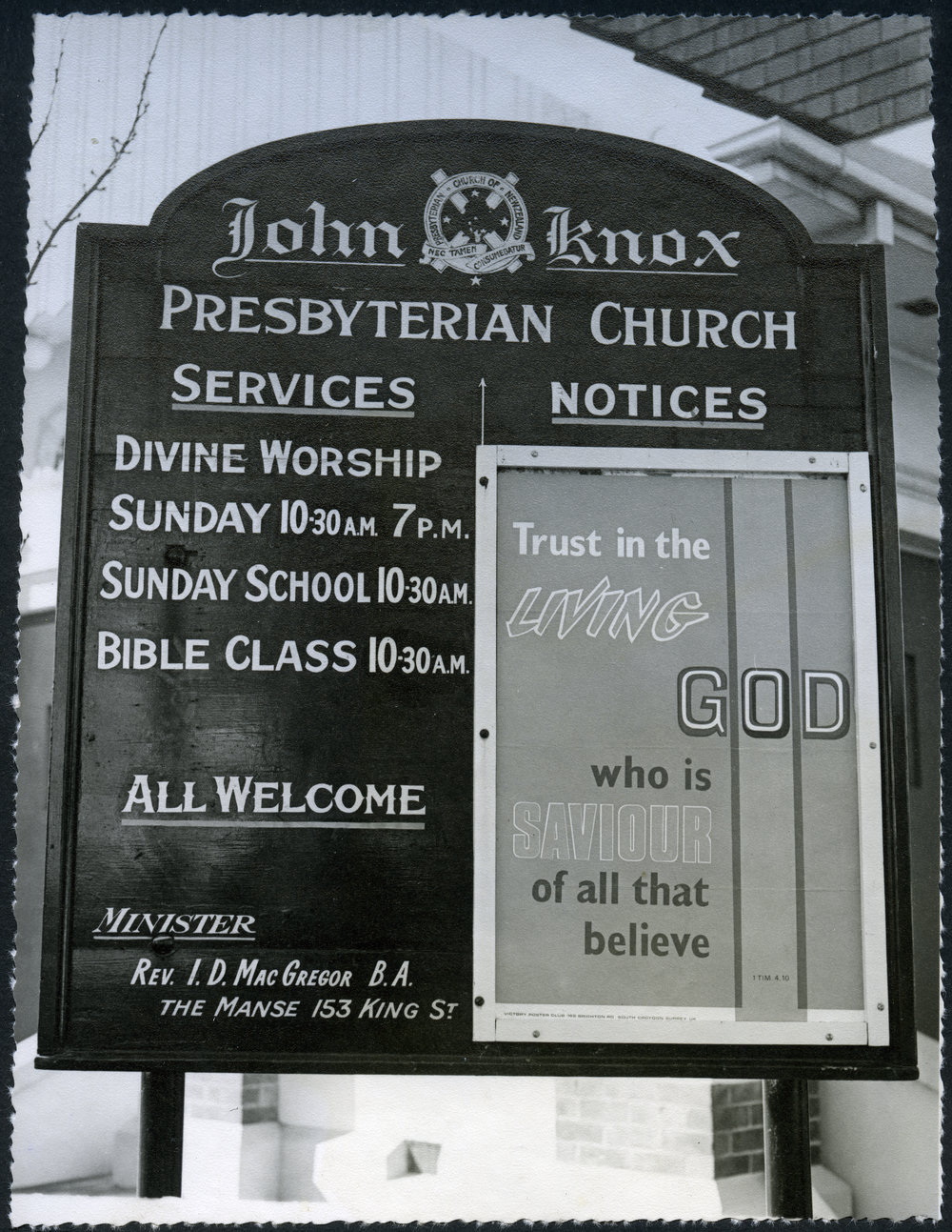 Rangiora Parish notice board, 1972
