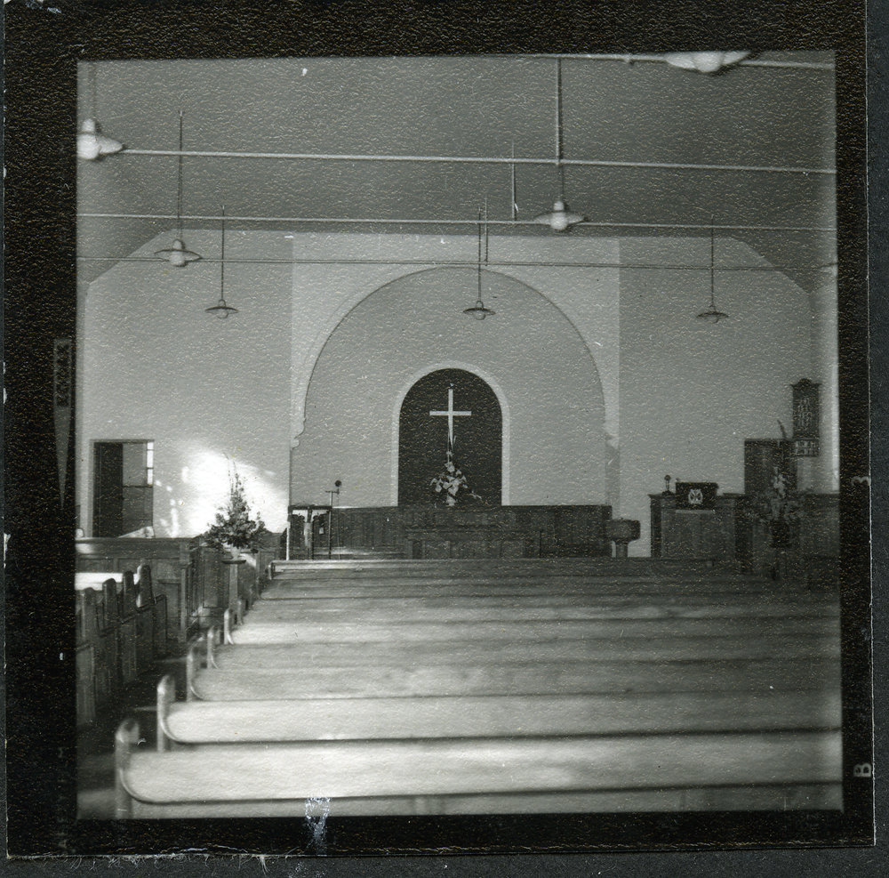 Interior of John Knox Church, Rangiora, 1972