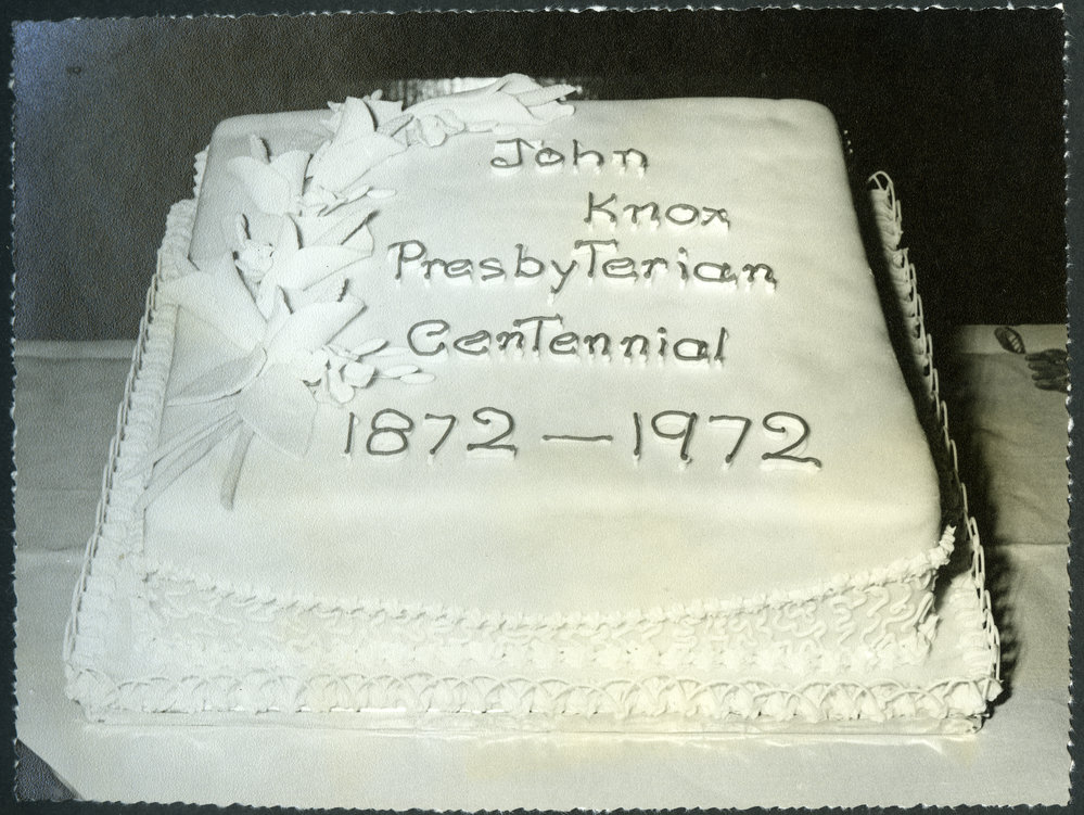 John Knox Church centennial cake, 1972