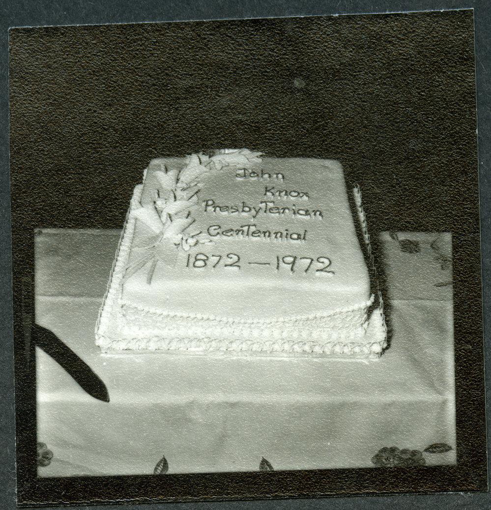John Knox Church centennial cake, 1972