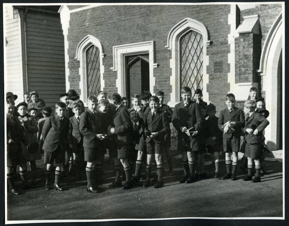 "St. Andrew's College Boys' outside Knox Hall, Christchurch