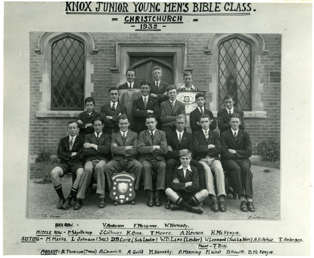 "Knox Junior Young Men's Bible Class, Christchurch, 1932" 