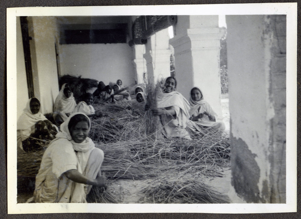"Girls threshing wheat," Kharar Girls' School