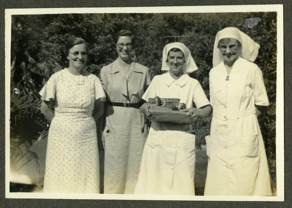 "Birthday Party," Nurses and missionaries celebrate a birthday, Kong Chuen, China