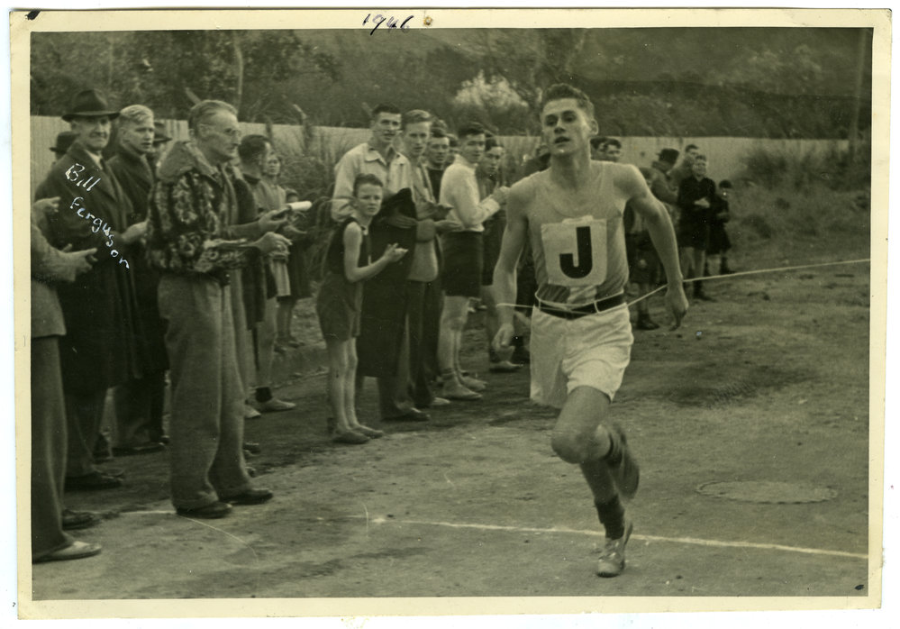 R. Read winning Wellington Junior Championships, Trentham 1946 - Presbyterian Harrier Club - Wellington
