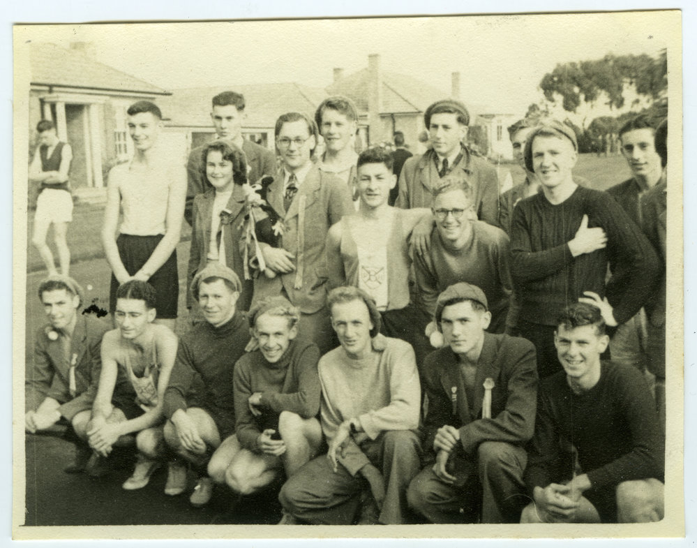 "Group at Auckland," St. Andrew's Trophy, Auckland, 1949 - Presbyterian Harrier Club, Wellington