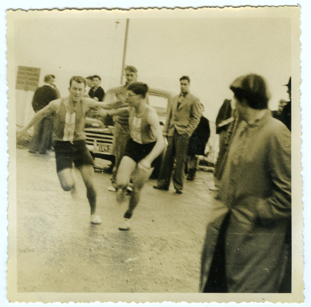 "Miller Jeromson arrives at the summit, Masterton Relay," Presbyterian Harrier Club - Wellington 