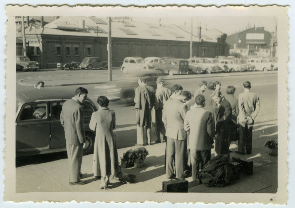 "Waiting for the bus, Provincial Championships, Masterton, 1956," Presbyterian Harrier Club - Wellington