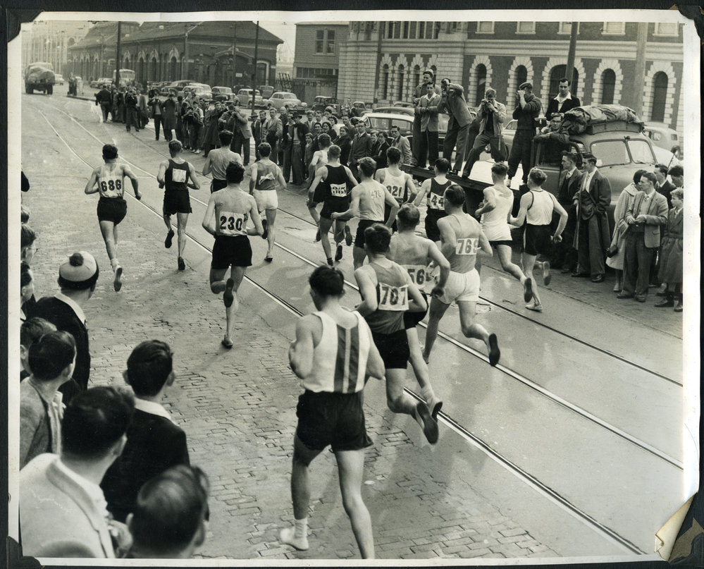 "Norm (686) quick off the mark," Wellington to Masterton Relay, 1957, Presbyterian Harrier Club - Wellington