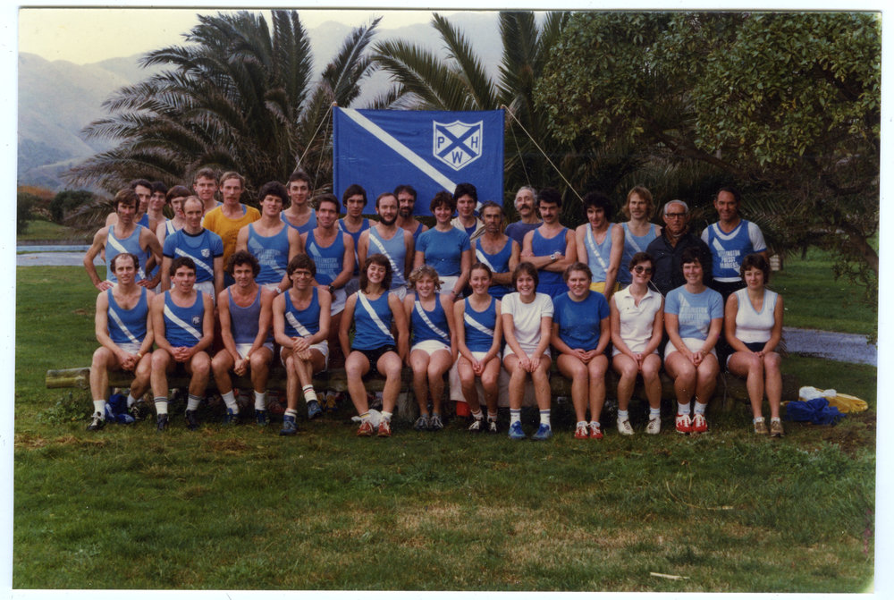 Group portrait of the Presbyterian Harrier Club - Wellington, 1981
