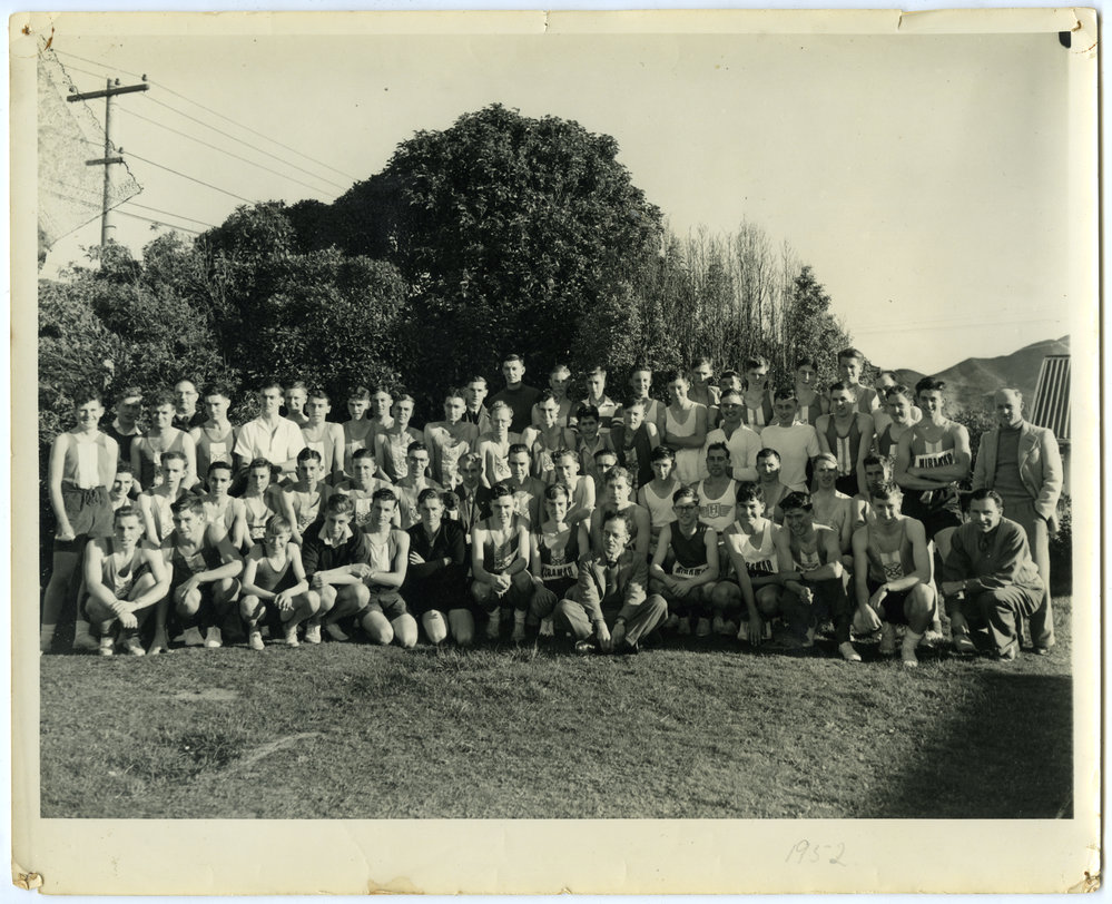 Group portrait of the Presbyterian Harrier Club - Wellington, 1952